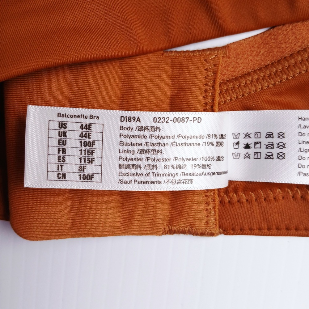 DELIMIRA Women Balconette Bra Terracotta Brown Underwire Seamless 44E NWOT - Picture 8 of 9